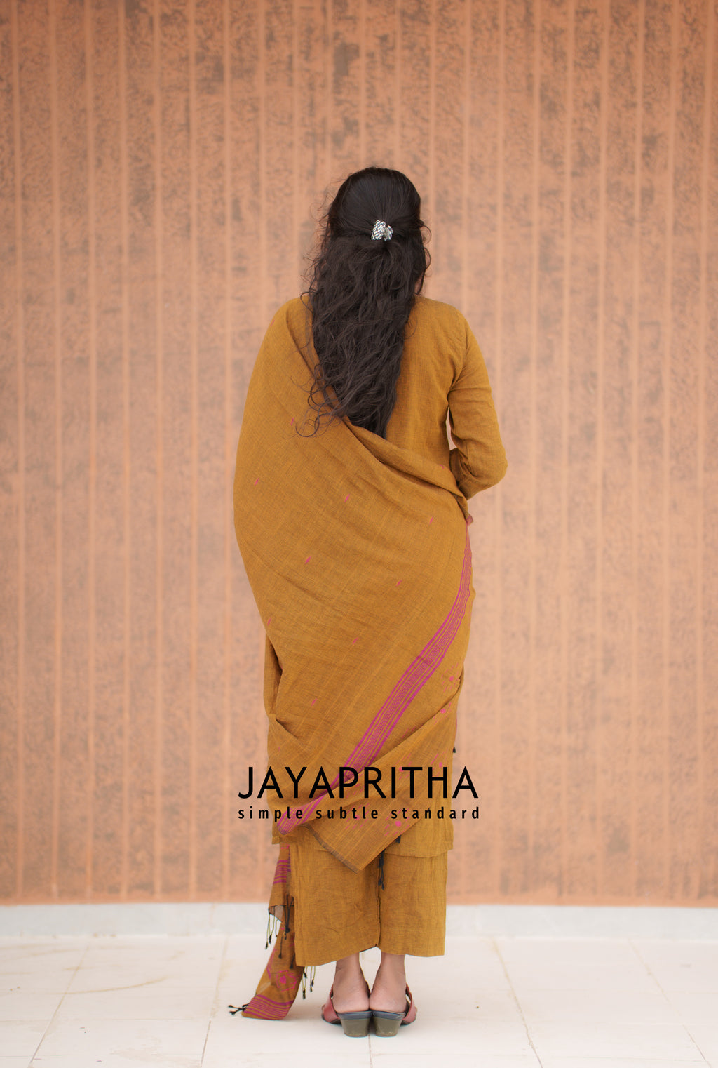 Mustard jamdani suit set
