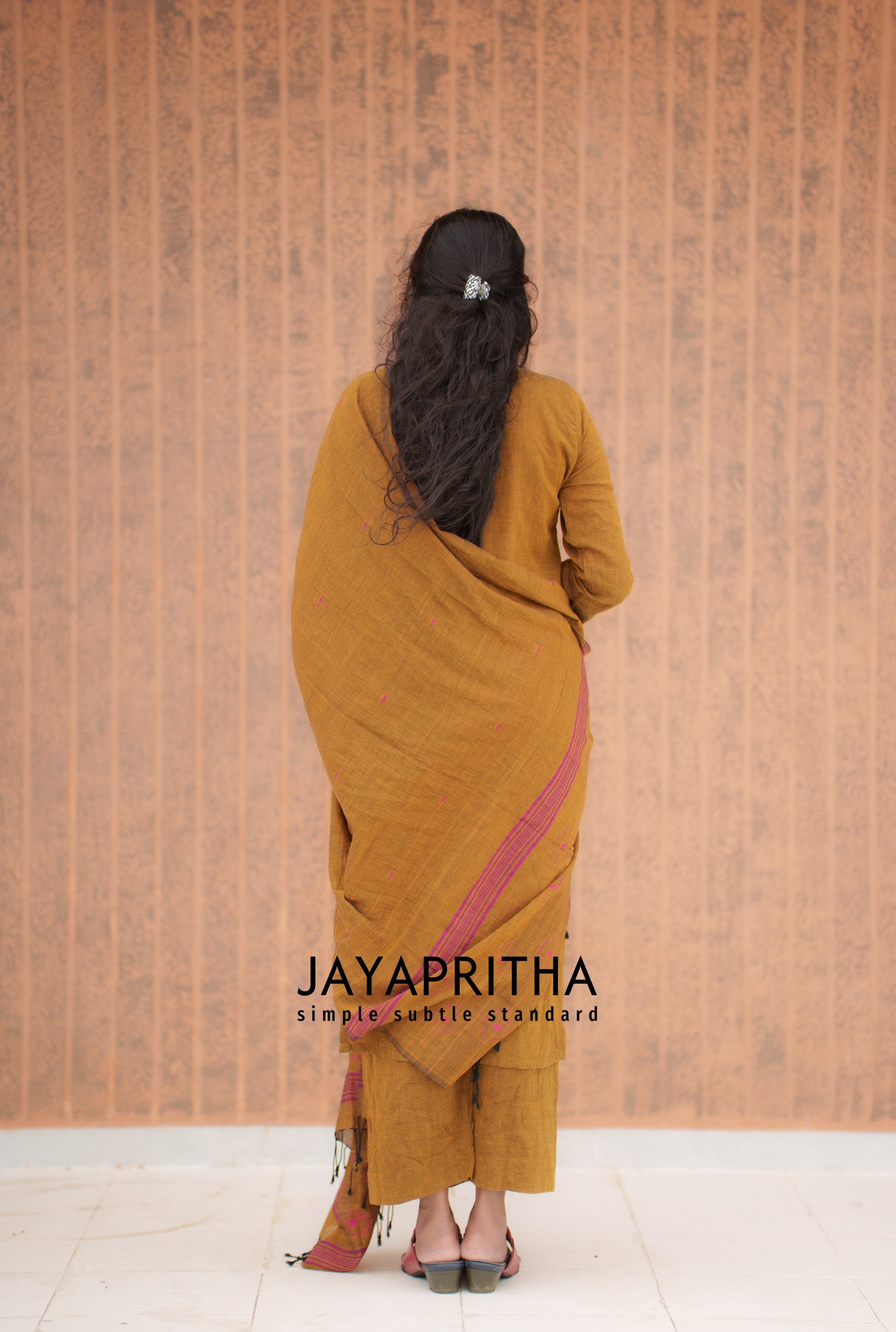 Mustard jamdani suit set