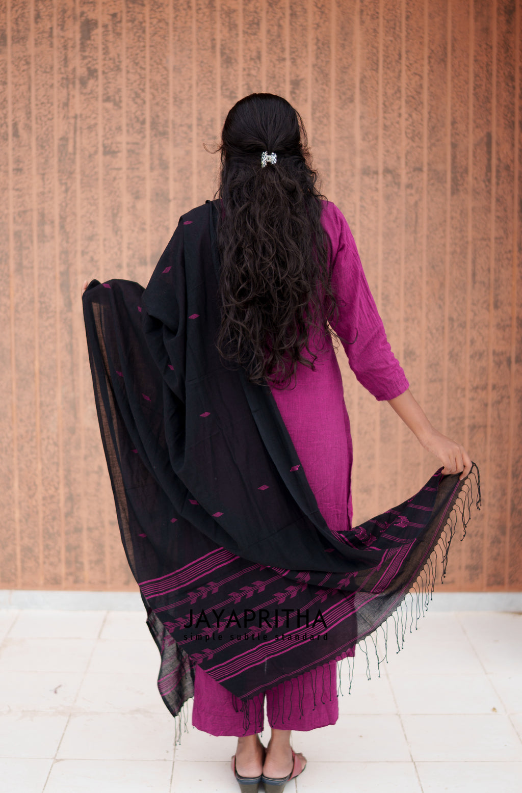Dark pink and Black suit set
