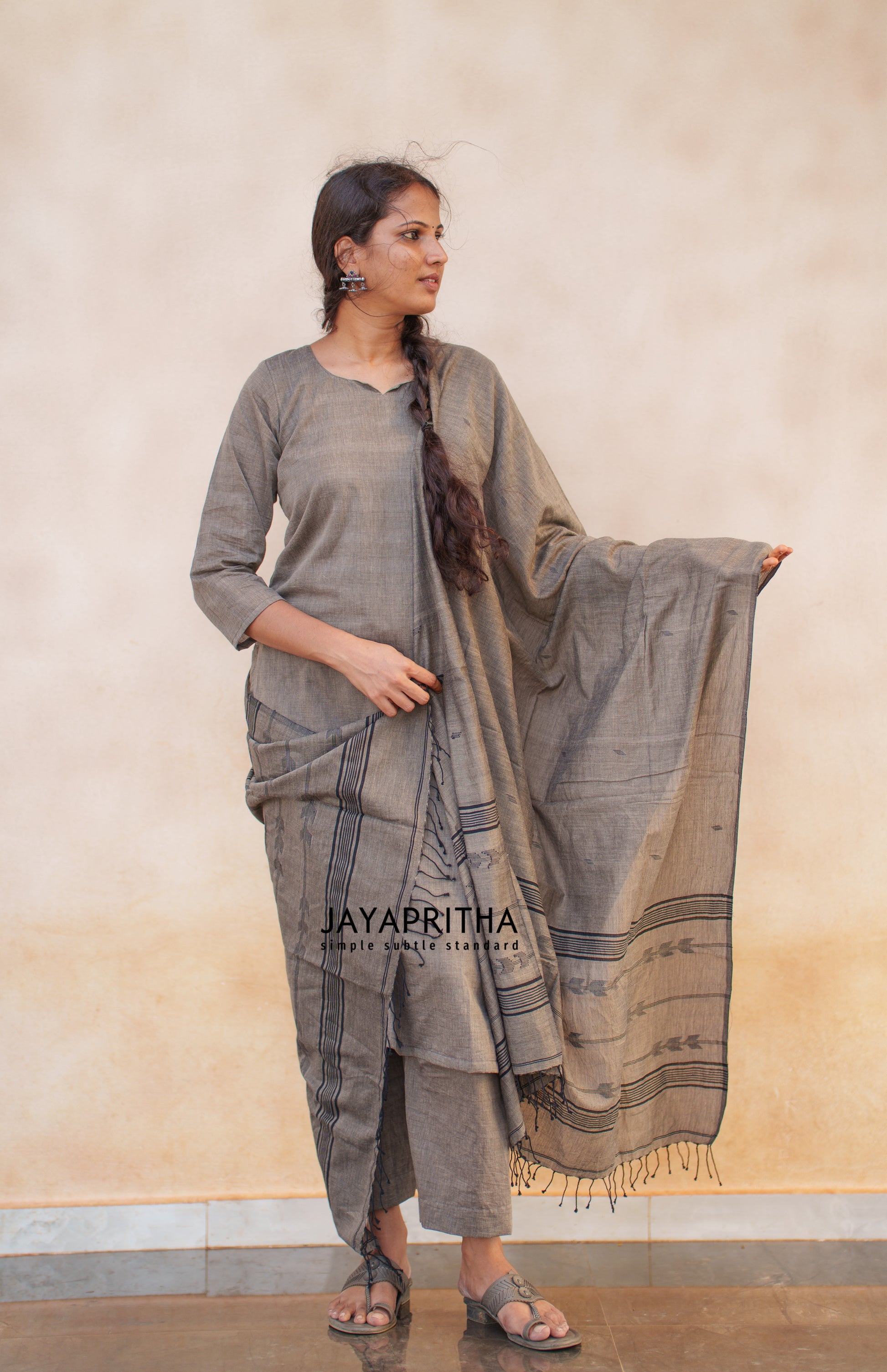 Metallic grey suit set